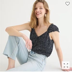 J. Crew cap sleeve crinkle chiffon top.